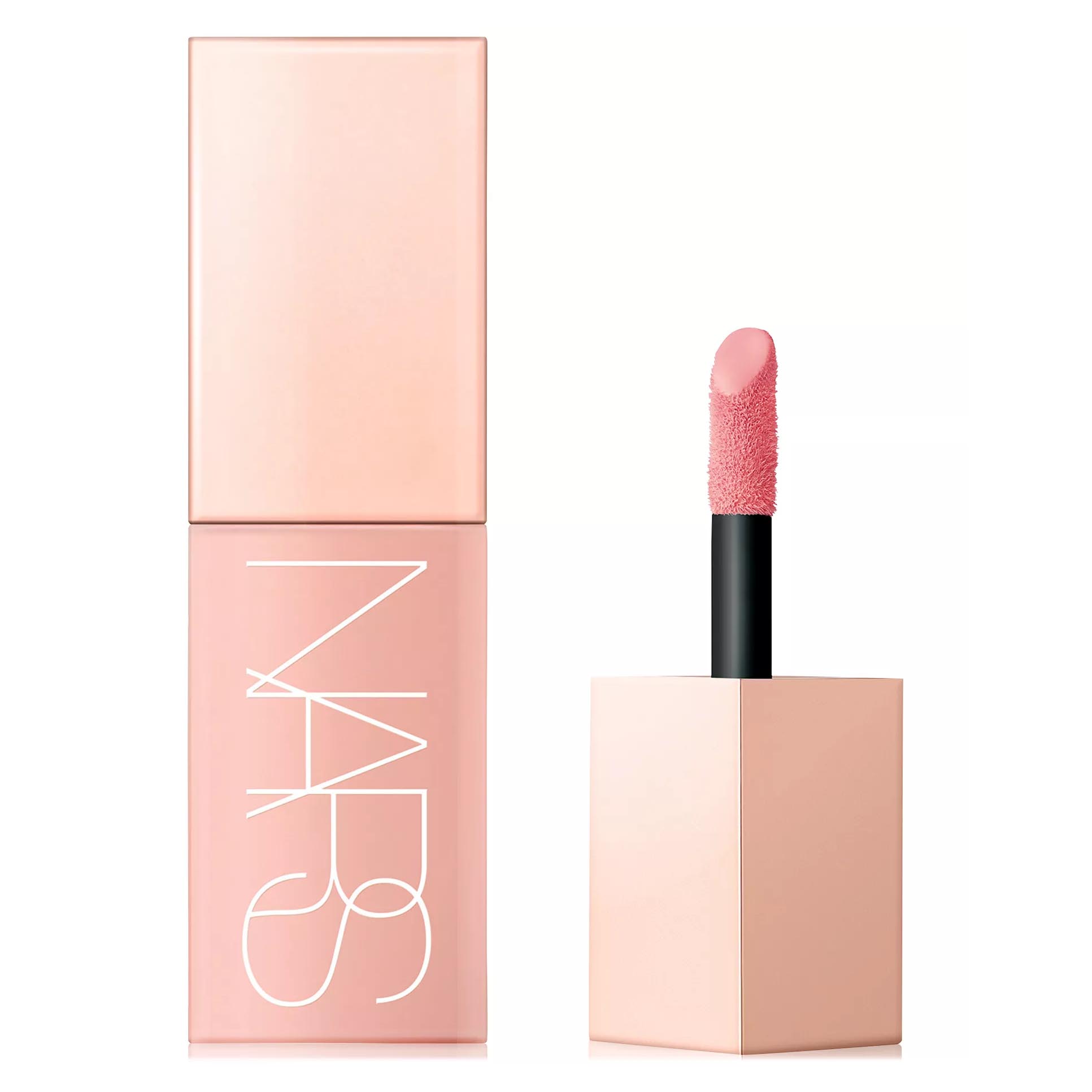A pink liquid lipstick from NARS with a matching pink applicator.