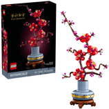 LEGO Botanicals Plum Blossom set, 327 pieces, features a decorative plum blossom tree in a vase designed for adults, model number 10369.