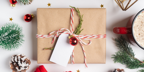 christmas present red ribbon