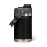 Black and gray insulated water jug with a wide base and a sturdy handle, featuring a secure twist-top lid.