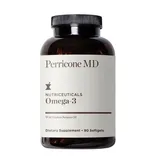 Perricone MD Omega-3 dietary supplement contains wild Alaskan salmon oil, available in 90 softgels.