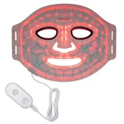 LED face mask with a remote control, designed for skincare treatments.