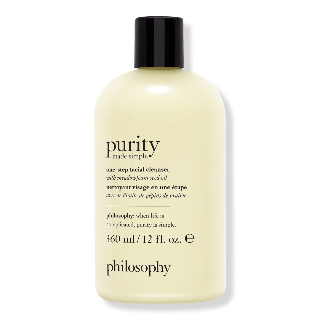 Purity Made Simple one-step facial cleanser bottle with meadowfoam seed oil by Philosophy, 360 ml / 12 fl. oz.