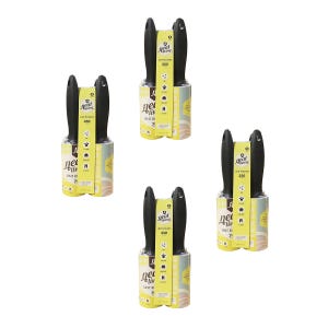 Five packs of lint rollers with two rollers per pack are displayed, each with a black handle and yellow labeling.