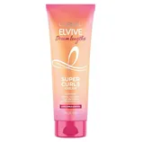 L'Oréal Elvive Dream Lengths Super Curls Cream, a leave-in treatment for long curls and waves, deeply nourishes and enhances high-definition, soft, and bouncy curls. Size: 5.1 FL OZ / 150 ml.