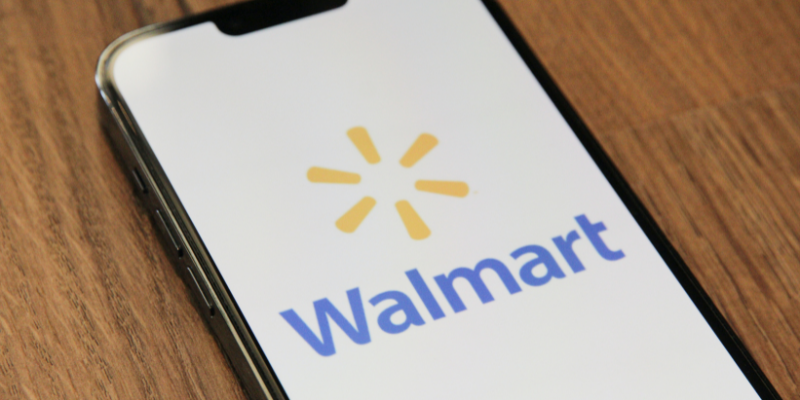 Walmart app open on phone