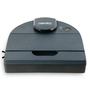 Neato robotic vacuum cleaner with a D-shape design for edge and corner cleaning.