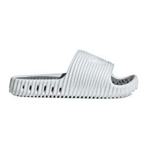 Adidas Men's Adilette 25 Slides feature a slip-on design with a textured white finish, ribbed pattern, and cushioned sole for comfort. They have open-toe styling with perforated details for breathability.
