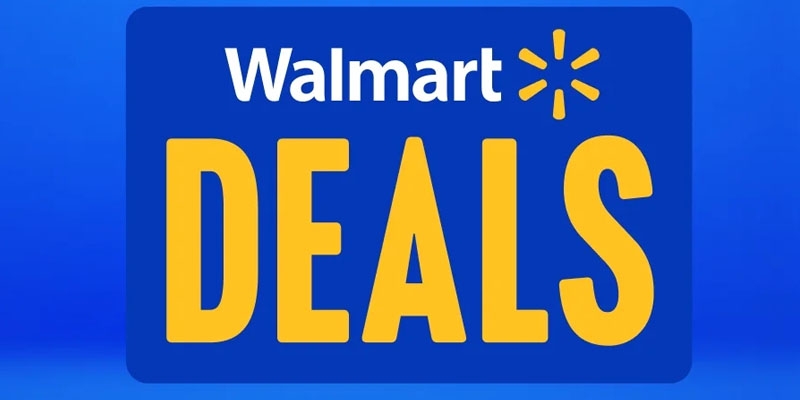 blue background displaying walmart deals logo