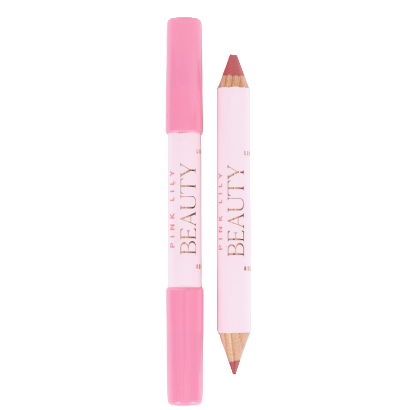Two pink lip liners from Pink Lily Beauty, one with a cap on and the other without.