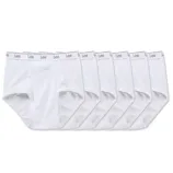 Pack of six white briefs with \“Lee\“ logo on the waistband.