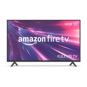 Flat-screen Full HD Amazon Fire TV with HDR 10 compatibility.