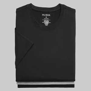 Black, folded cotton t-shirt with Jos. A. Bank branding on the neck label, size medium, made in India.