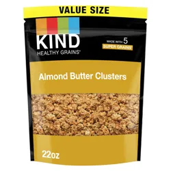 KIND Healthy Grains Almond Butter Clusters, featuring 5 super grains, in a value-size 22 oz package.