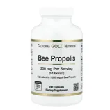 California Gold Nutrition Bee Propolis, 200 mg per serving (5:1 Extract), equivalent to 1,000 mg of Bee Propolis. Contains 240 capsules, free from gluten, GMOs, and soy. Dietary Supplement.