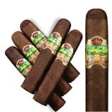 A collection of cigars with decorative bands.