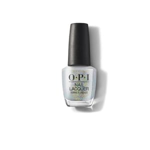 OPI Nail Lacquer bottle with a black cap and a shimmering iridescent finish.