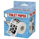 Toilet paper roll with crossword puzzles printed on each sheet; packaging states 200 sheets, 3-ply.