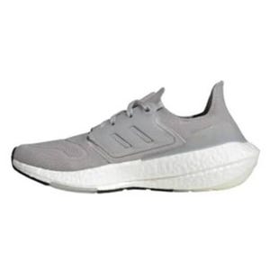 A grey athletic shoe with a mesh upper, lace closure, and a cushioned white midsole designed for comfort and support.