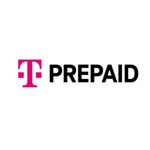 Logo for T-Mobile Prepaid featuring a magenta \“T\“ and the word \“PREPAID\“ in black text.
