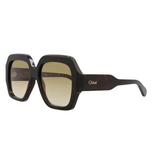 Chloé oversized square sunglasses with brown frames and gradient lenses.