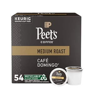 Peet's Coffee Café Domingo Medium Roast, 54 recyclable Keurig K-Cup pods.