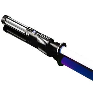 A 75CM lightsaber features a 16-color light, simulate vibration, gravity sensing, long battery life, silent mode, and flash mode, with a black hilt.