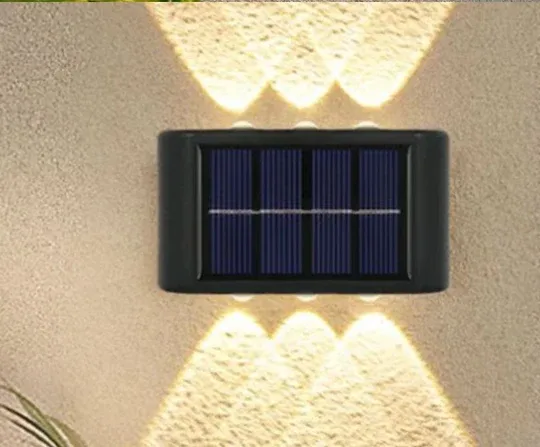 Solar panel with distinctive light patterns on a wall.