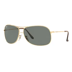 Gold-framed aviator sunglasses with dark lenses, featuring thin arms and a subtle logo on the lens.