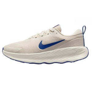 Nike Promina Walking Shoes feature a light beige mesh upper with a blue swoosh, cushioned midsole, and textured sole for comfort and traction.