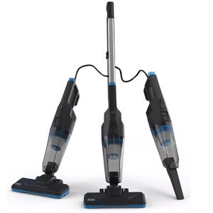 A versatile 3-in-1 vacuum cleaner with a detachable handheld unit, featuring adjustable features for different cleaning needs.