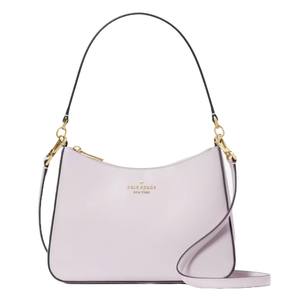 A lavender Kate Spade New York handbag with gold hardware, featuring both a top handle and a detachable shoulder strap.