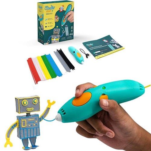 a 3d drawing pen toy drawing a robot figure