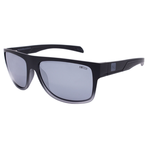 Black sunglasses with a rectangular frame, featuring the brand \“FINTECH\“ on the lens and a logo on the temple.