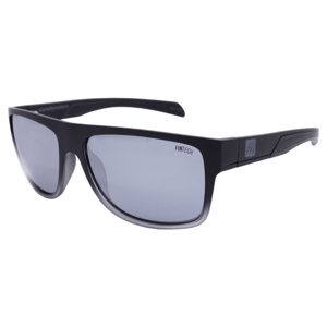 Black sunglasses with a rectangular frame, featuring the brand \“FINTECH\“ on the lens and a logo on the temple.