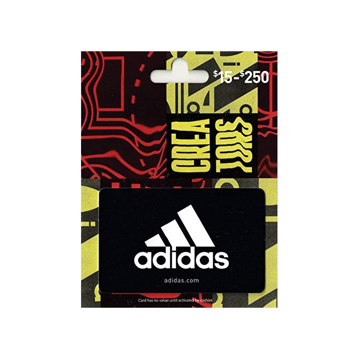 An Adidas gift card with a value range between $15 to $250.