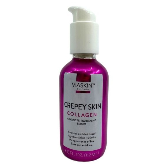 VIASKIN Crepey Skin Collagen Advanced Tightening Serum, 3.8 fl. oz (112 mL), minimizes the appearance of fine lines and wrinkles with double-infused ingredients.