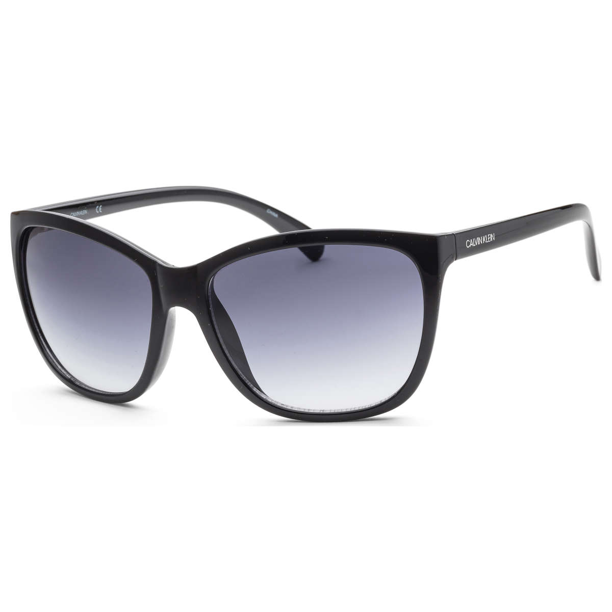 Black Calvin Klein sunglasses with a square frame and gradient lenses.