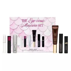The Eye-conic Mascara Set features a variety of mascaras including brands like Wander Beauty, Tarte, Anastasia Beverly Hills, and Yves Saint Laurent.