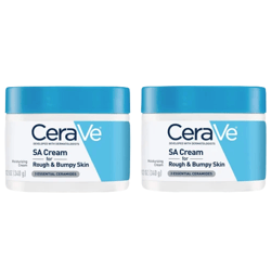 CeraVe SA Cream for rough and bumpy skin, developed with dermatologists, containing essential ceramides. Two jars, each 12 oz (340 g).