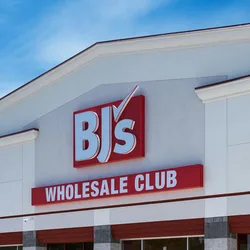 BJ's Wholesale Club storefront with prominent branding.