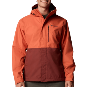 Orange and brown zip-up jacket with a hood, featuring the Columbia logo on the chest.