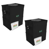 Two black insulated food delivery bags with handles and a Velcro flap, each featuring a logo that reads \“DRIVE.\“