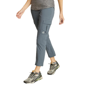 Gray ankle-length cargo pants with a side pocket on the right leg, designed for outdoor activities. They feature a straight fit and are likely made from ripstop fabric.