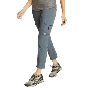 Gray ankle-length cargo pants with a side pocket on the right leg, designed for outdoor activities. They feature a straight fit and are likely made from ripstop fabric.