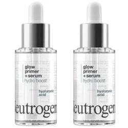 Neutrogena Glow Primer + Serum Hydro Boost with hyaluronic acid, 1.0 FL OZ (30 mL), is designed to hydrate and prime the skin.