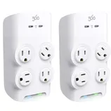Two white wall-mounted power outlets each featuring three standard sockets and two USB-C ports, designed to expand electrical outlet capacity.