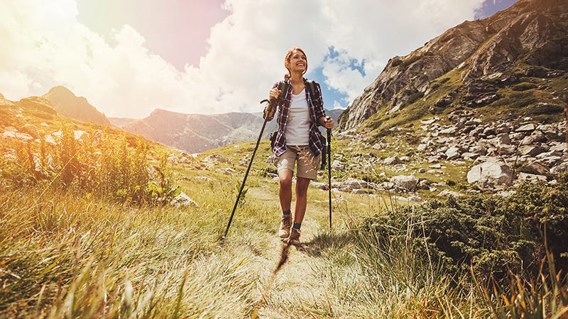 woman hiking in the mountains