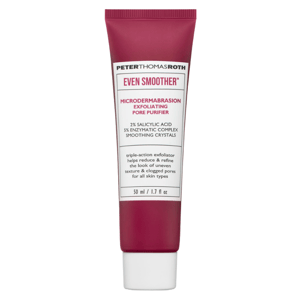 Peter Thomas Roth Even Smoother Microdermabrasion Exfoliating Pore Purifier, containing 2% salicylic acid, 5% enzymatic complex, and smoothing crystals. Suitable for all skin types, 50 ml (1.7 fl oz).