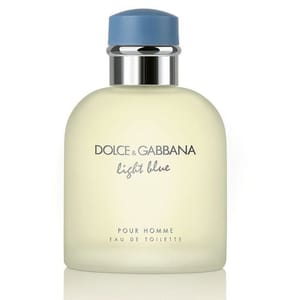 Dolce & Gabbana Light Blue Pour Homme is a men's Eau de Toilette spray, featuring a 4.2oz bottle with a sleek design, pale yellow liquid, and blue cap.